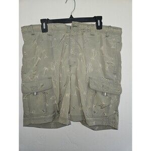 Y2K Big Dogs Vintage Swim Shorts, Green With Embossed Palm Trees, Lined, Size M